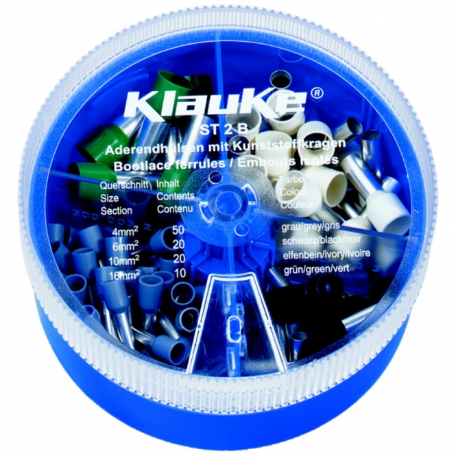 Набор изолированных втулочных кабельных наконечников KLAUKE ST2B, DIN 46228, 4–16 мм2